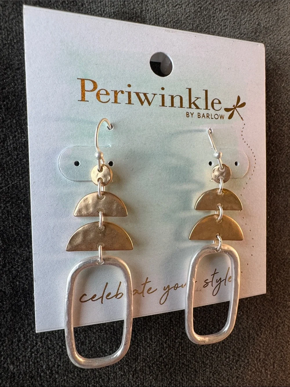 0434-Periwinkle by Barlow Two-Tone Drop Earrings - Gold & Silver‎
